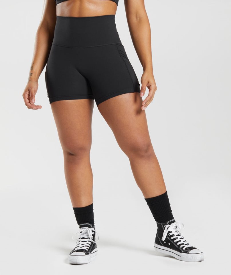 Women\'s Gymshark Legacy Ruched Tight Shorts Black | CA 503AND